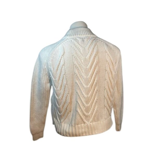 J. Crew White Chunky Cotton Cable Knit Mock Neck Sweater XXS - Picture 3 of 12